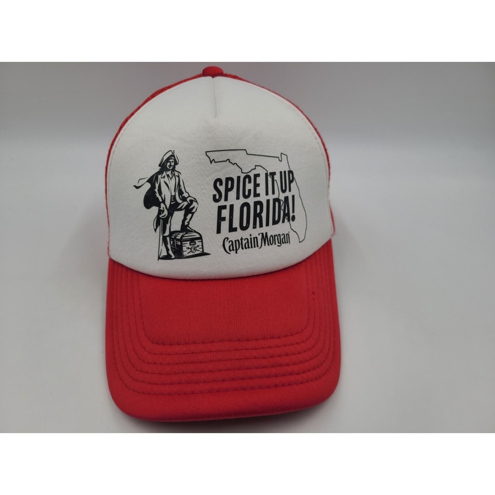 Captain Morgan Spiced Rum Spice It Up Florida Mesh Trucker Snapback Hat‎ Cap Red